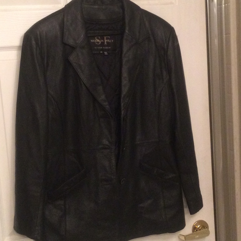 Black leather sports jacket
